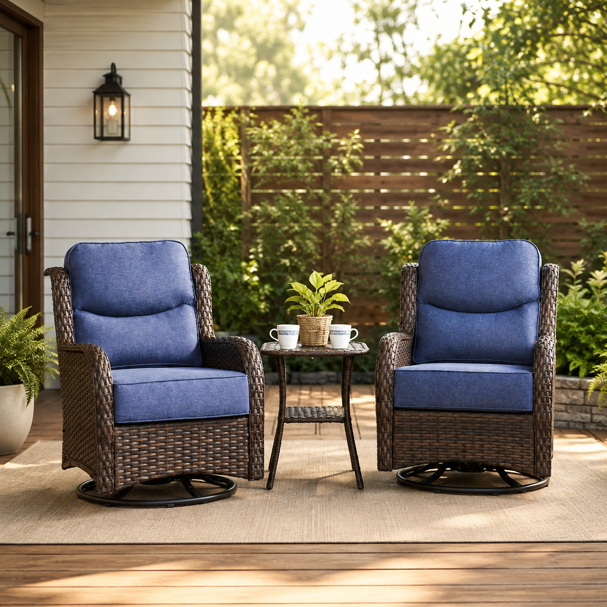 Mariolra 3PCS Patio Swivel Glide Chairs