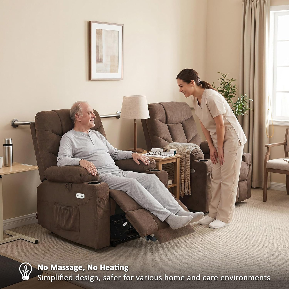 Mariolra Power Lift Recliner Chair with 140° Recline, USB-C Charging & Cup Holders
