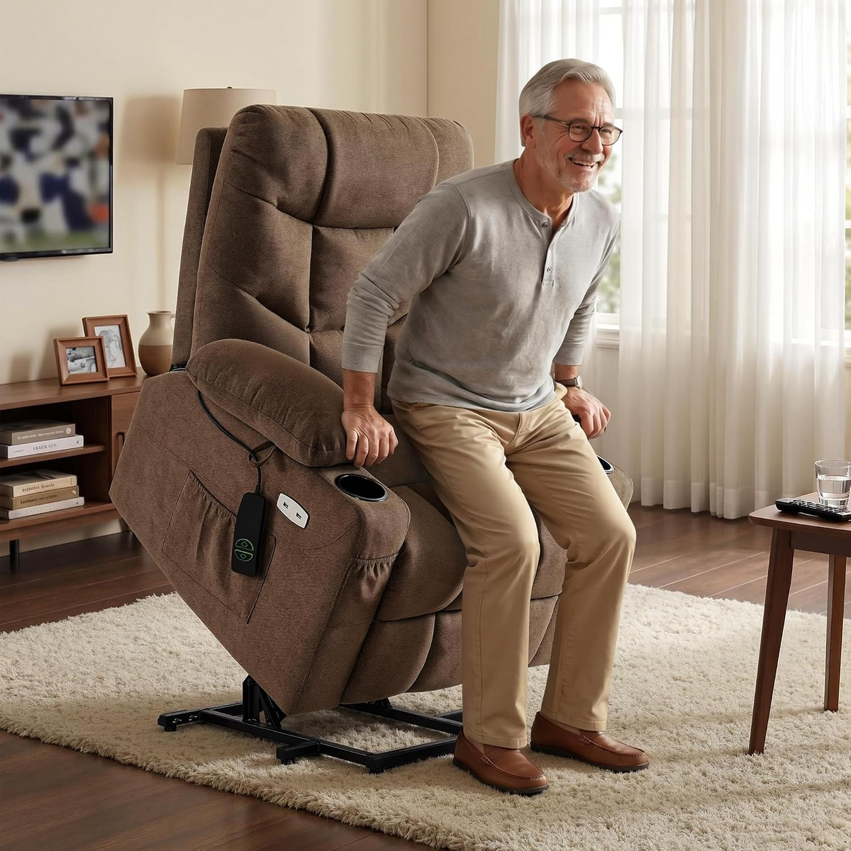 Mariolra Power Lift Recliner Chair with 140° Recline, USB-C Charging & Cup Holders