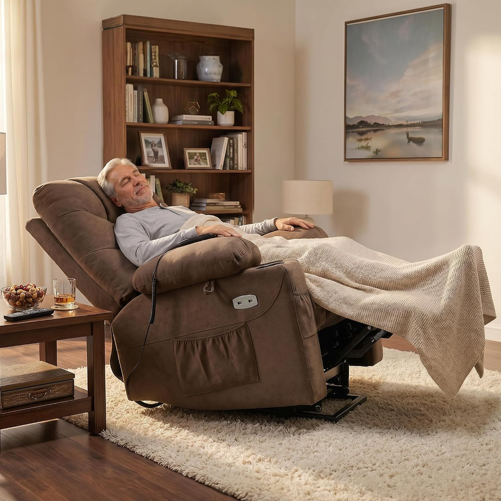 Mariolra Power Lift Recliner Chair with 140° Recline, USB-C Charging & Cup Holders