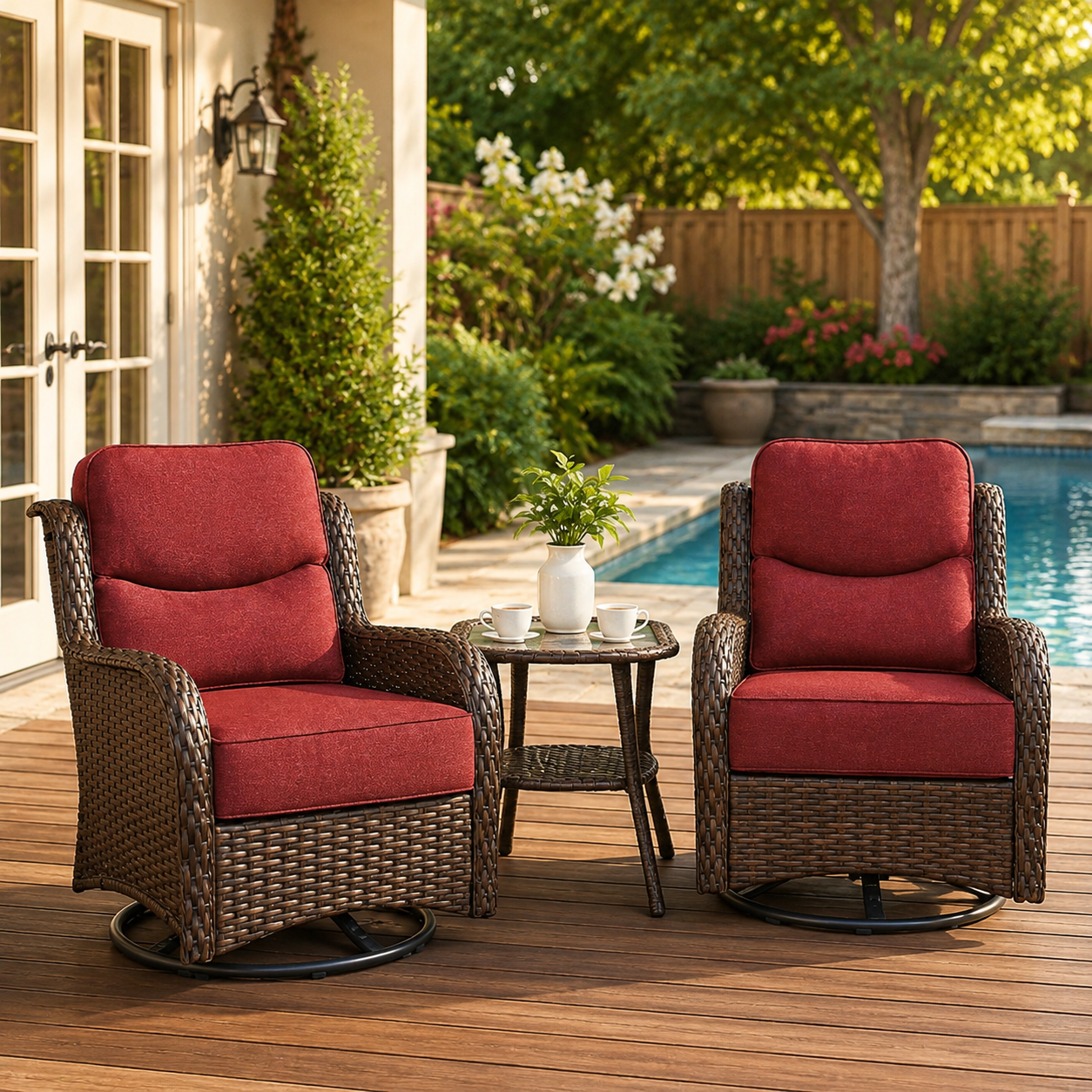 Mariolra 3PCS Patio Swivel Glide Chairs